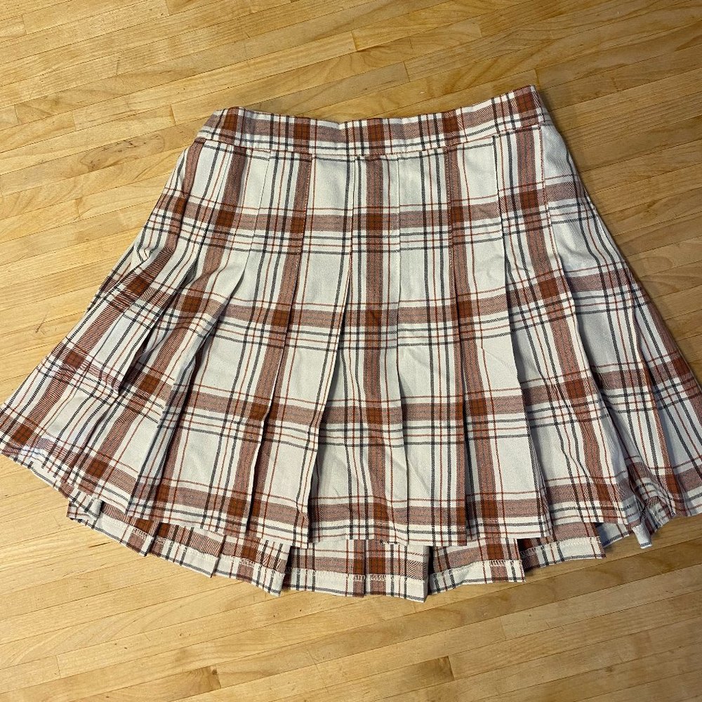 Aerie pleated plaid skirt